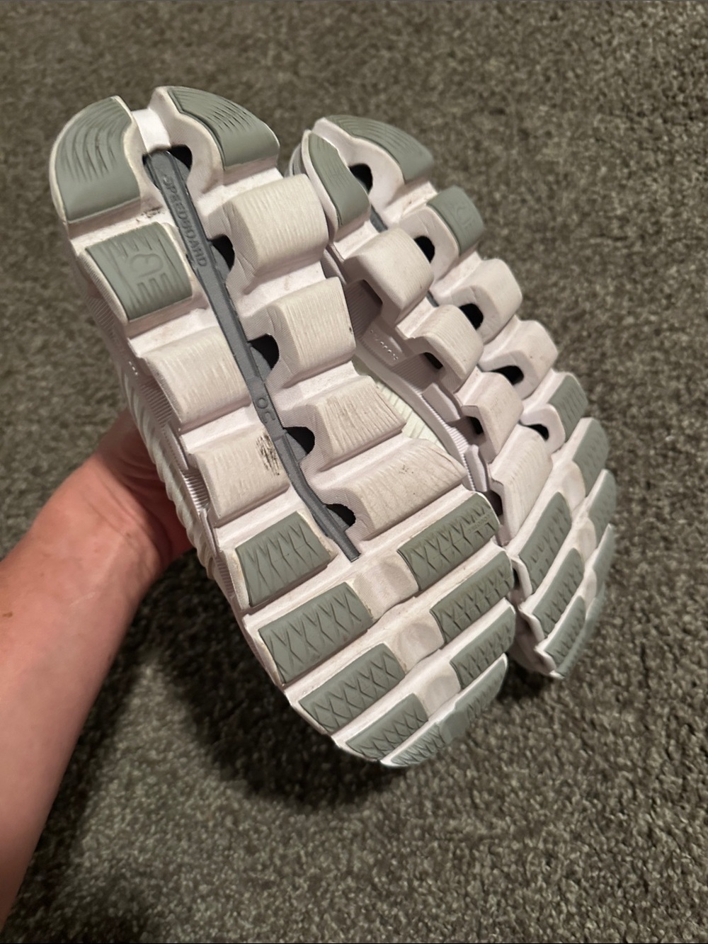 On Running Women's Sneakers in Light Gray and White - Picture 2 of 3